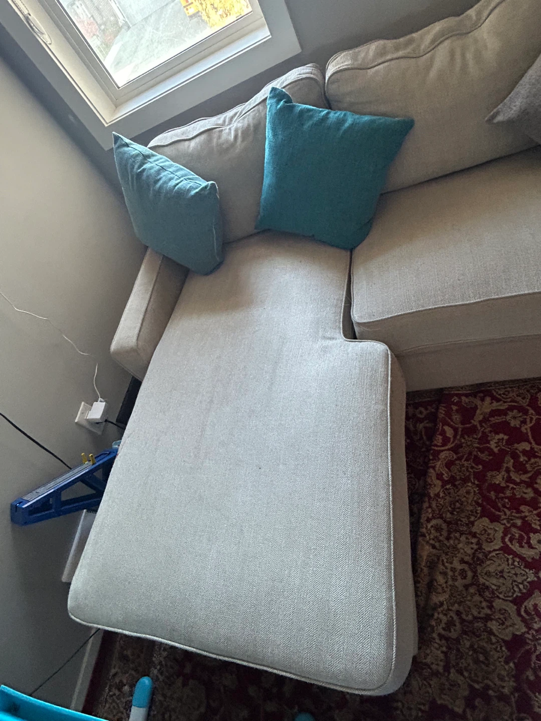 Beige Sectional Sofa with Chaise - photo 2