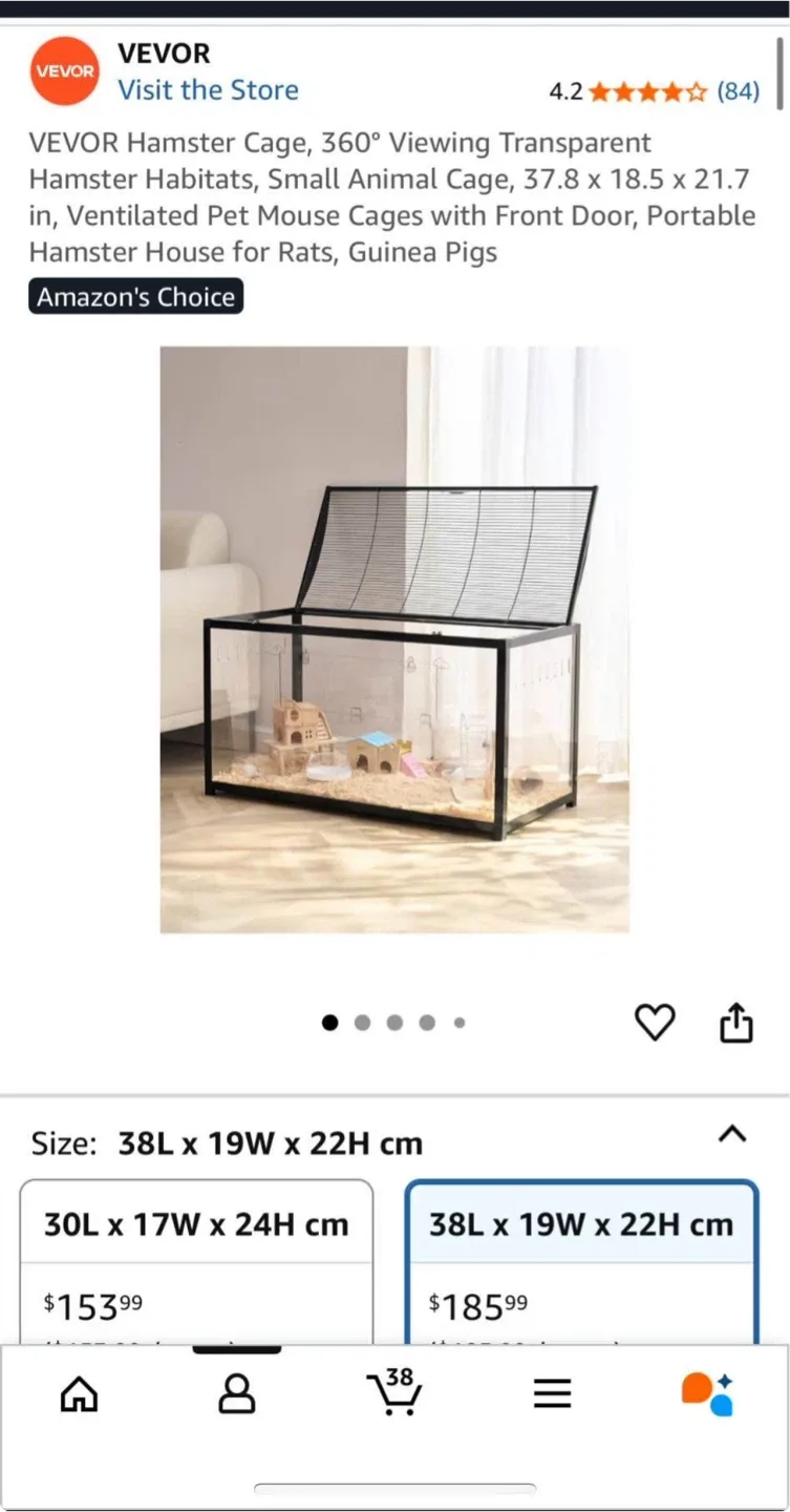 VEVOR Hamster Cage 360° Viewing Transparent image indicator(4)