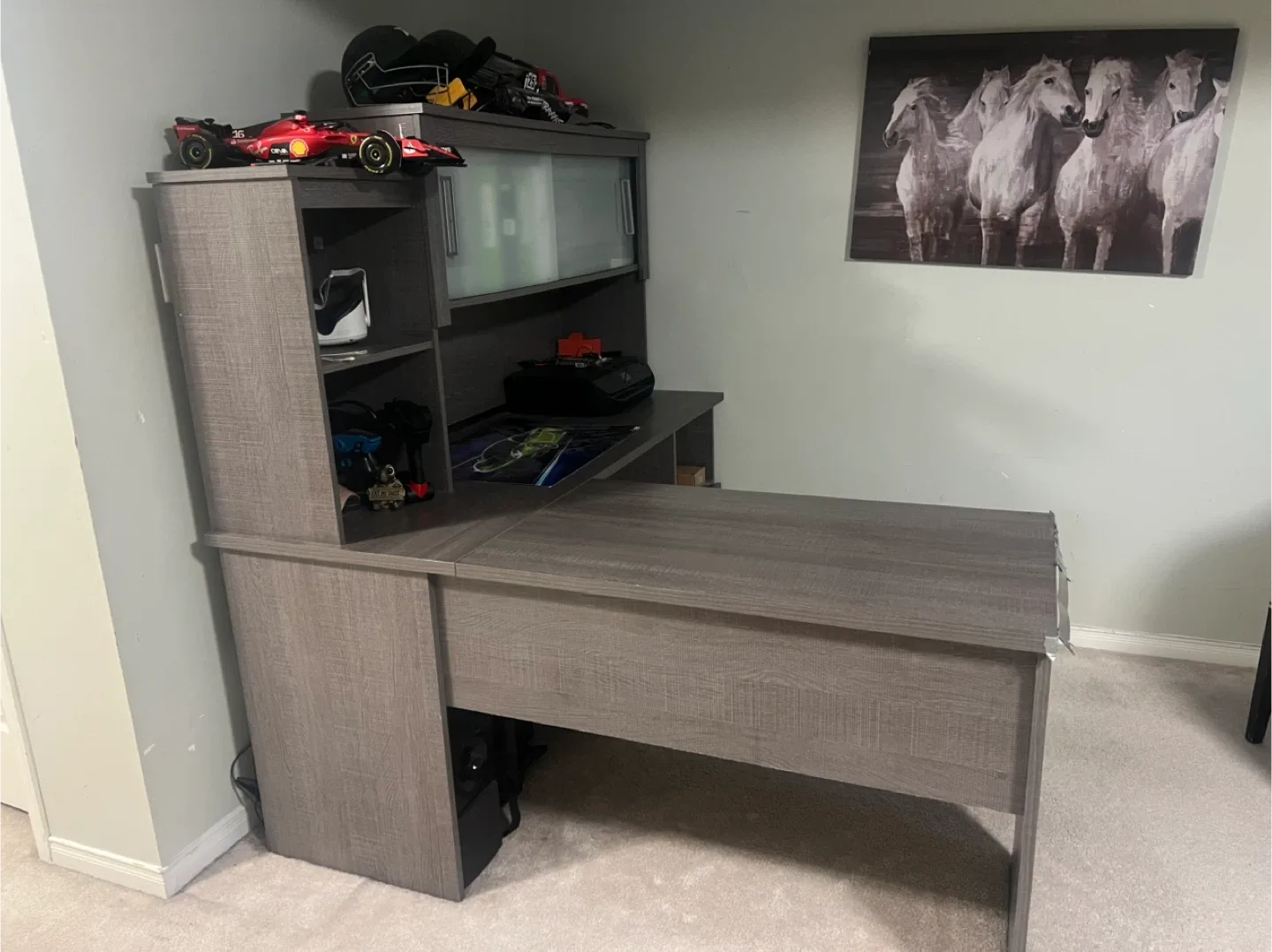 Grey Desk with Hutch image indicator(2)