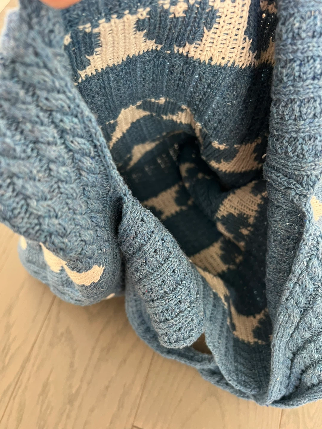 Blue Knitted Heart Tote Bag - photo 2