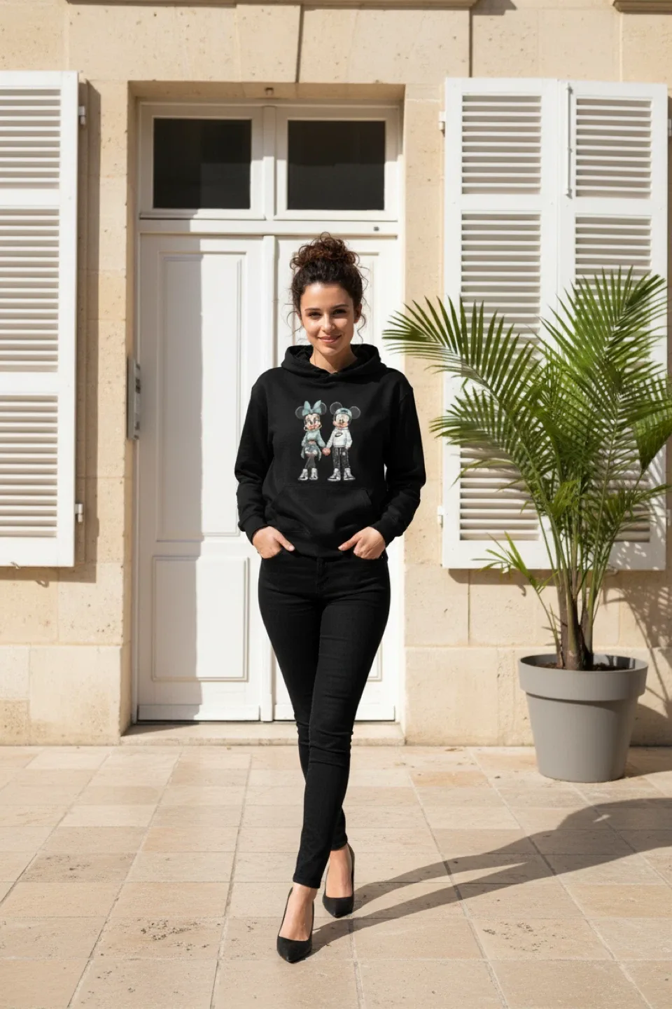 Black Hoodie with Cartoon Print(Nike) thumbnail