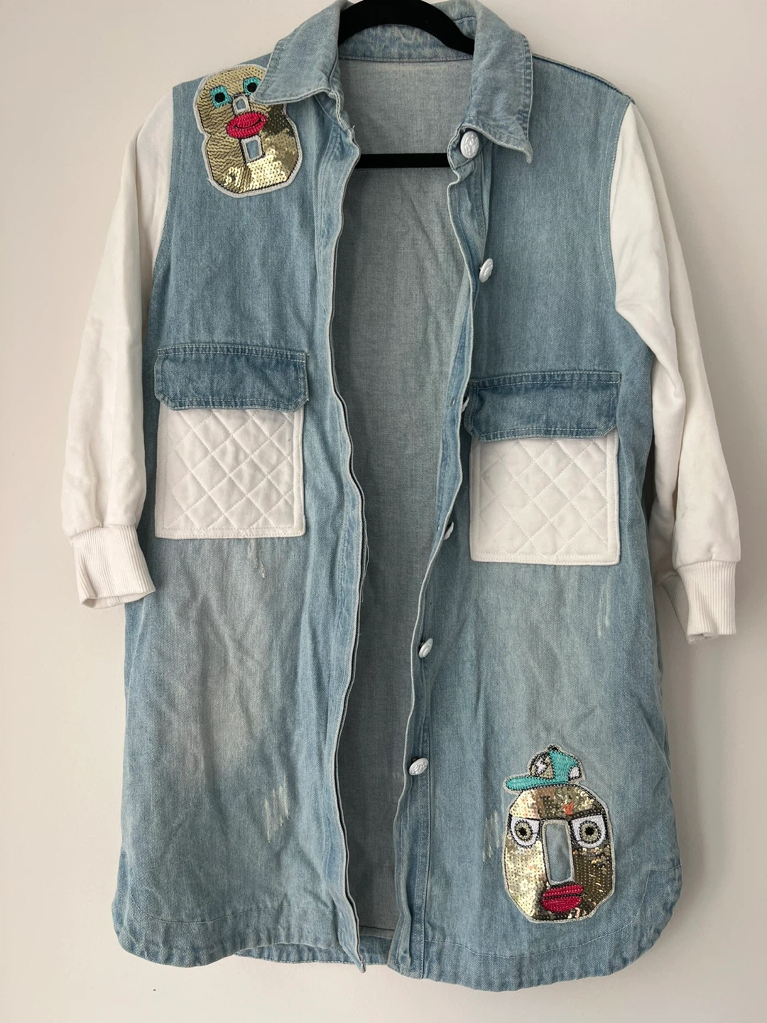 Denim Jacket with Sequin Appliqués
