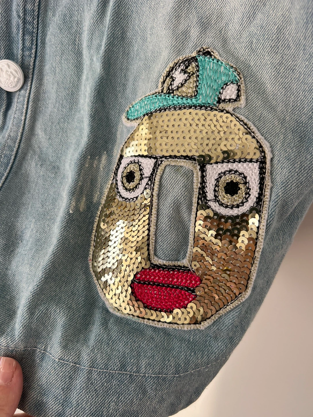 Denim Jacket with Sequin Appliqués - photo 3