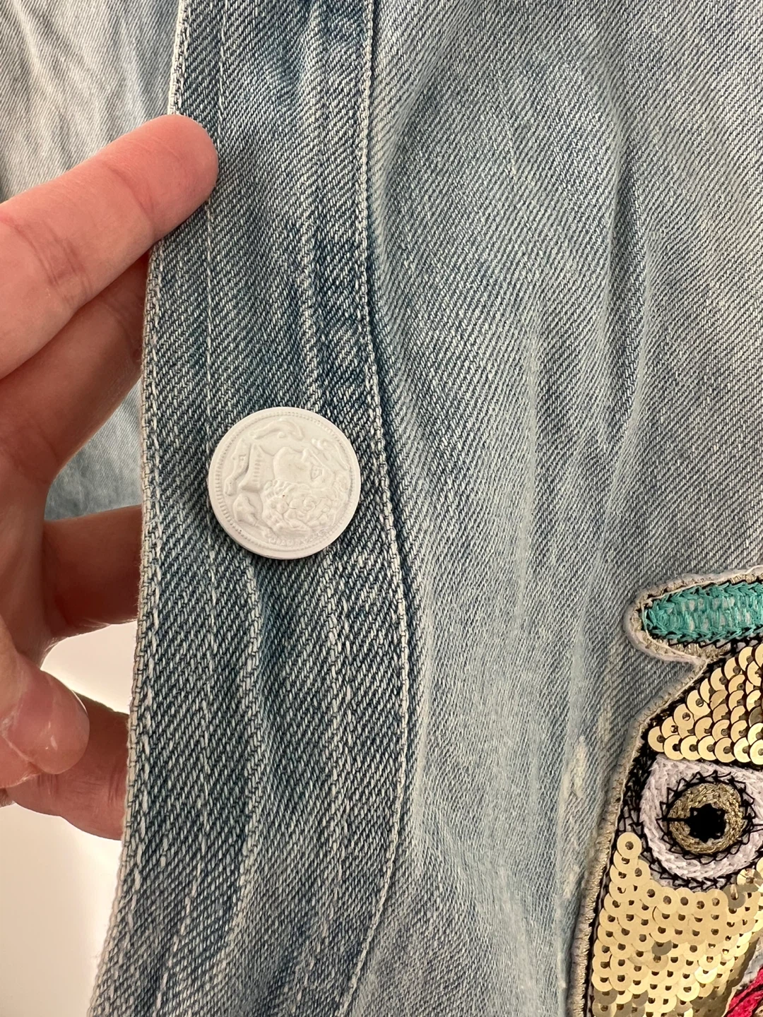 Denim Jacket with Sequin Appliqués - photo 4