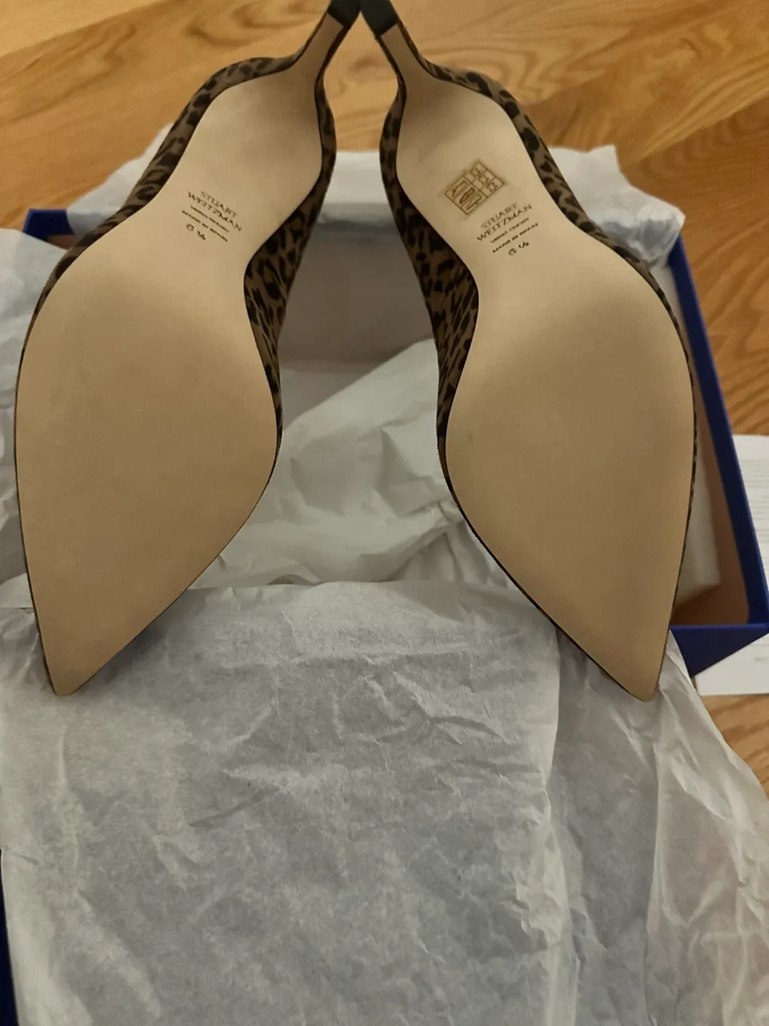 Stuart Weitzman Legend Camel Cheetah Suede Pumps - Size 6.5 image indicator(2)