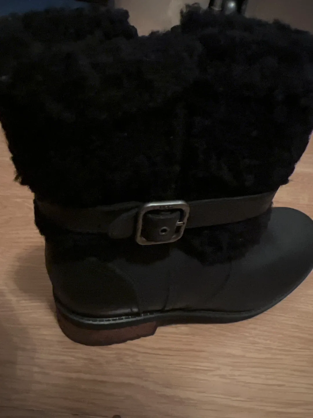 UGG Australia Black Leather Boots US 6.5 image indicator(2)