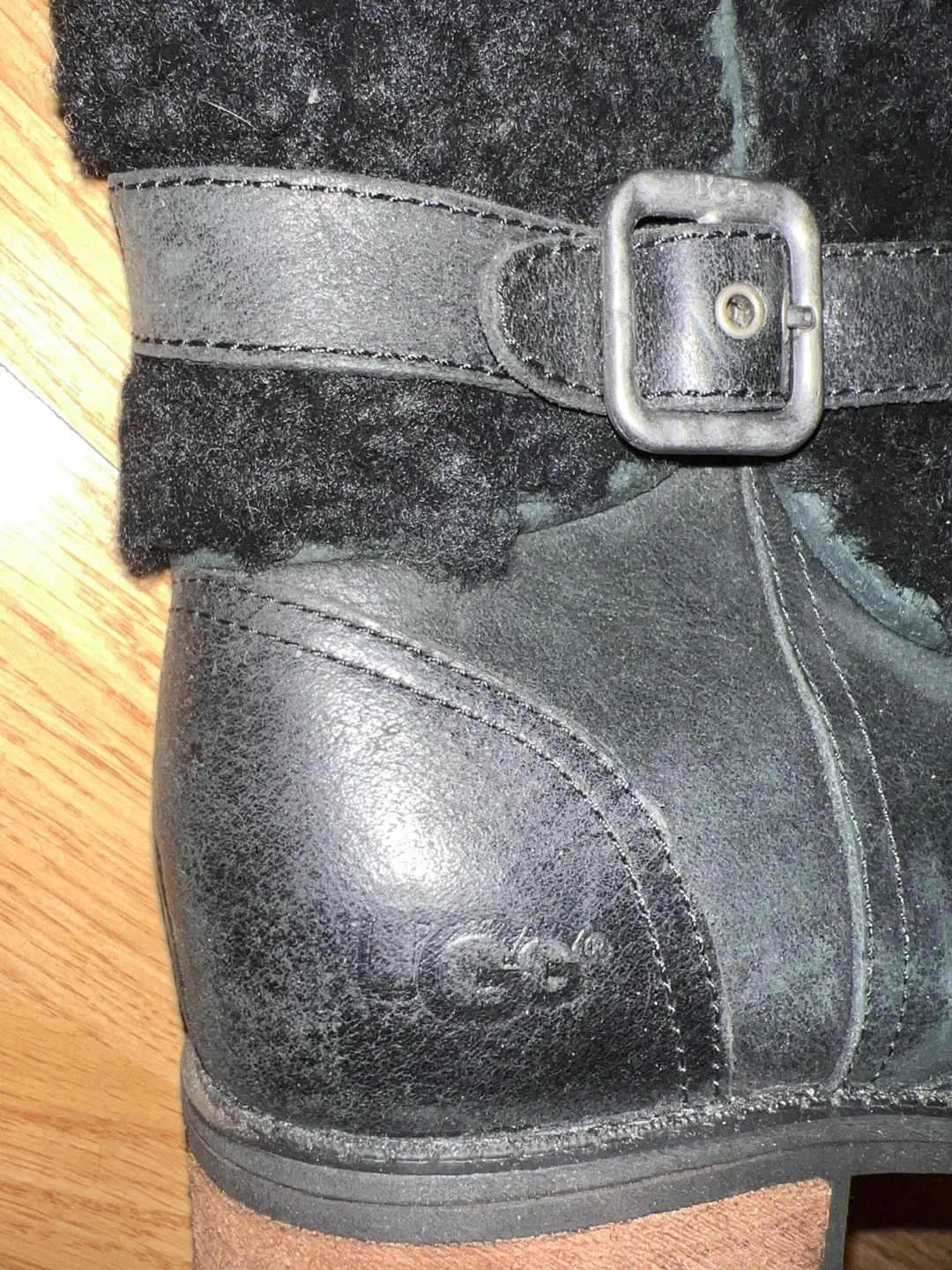 UGG Australia Black Leather Boots US 6.5 image indicator(3)