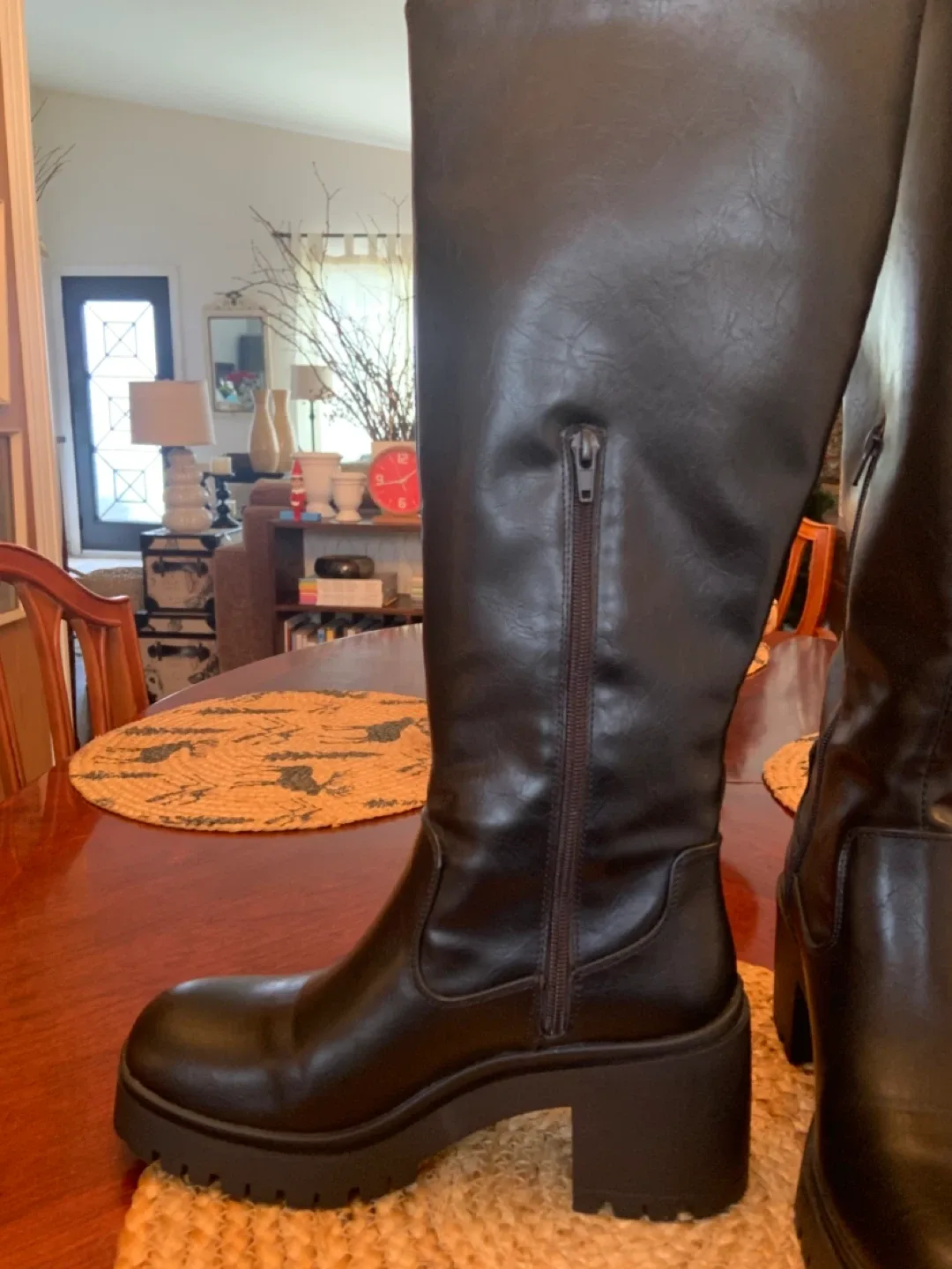 STEVE MADDEN Black Knee High Platform Boots image indicator(5)