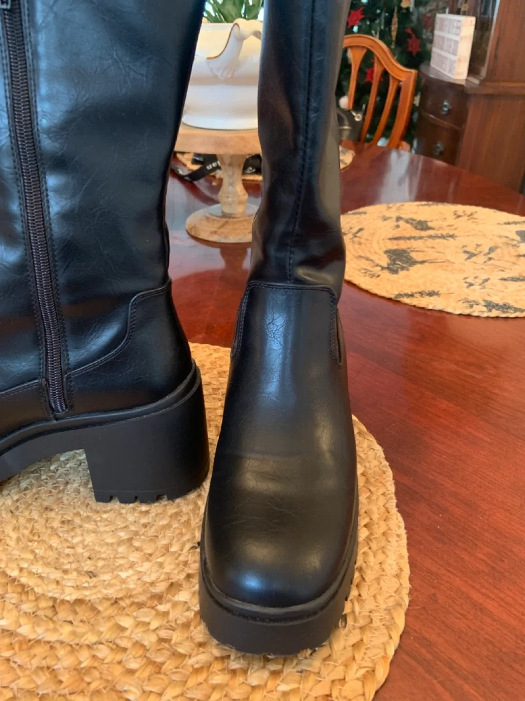 STEVE MADDEN Black Knee High Platform Boots image indicator(3)