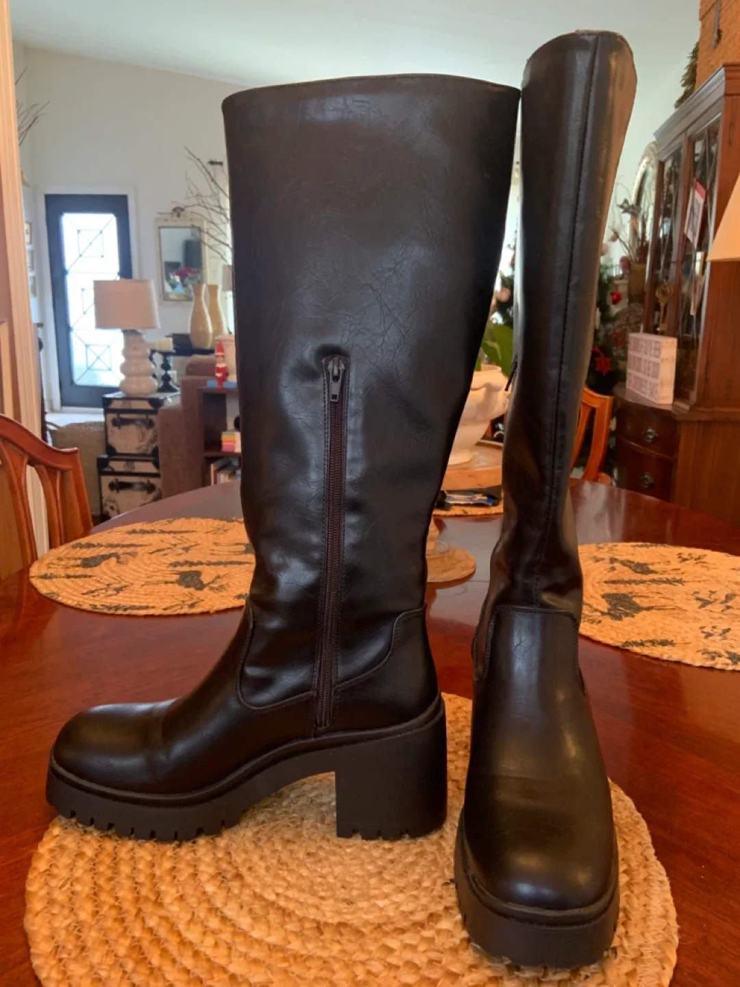 STEVE MADDEN Black Knee High Platform Boots image indicator(2)