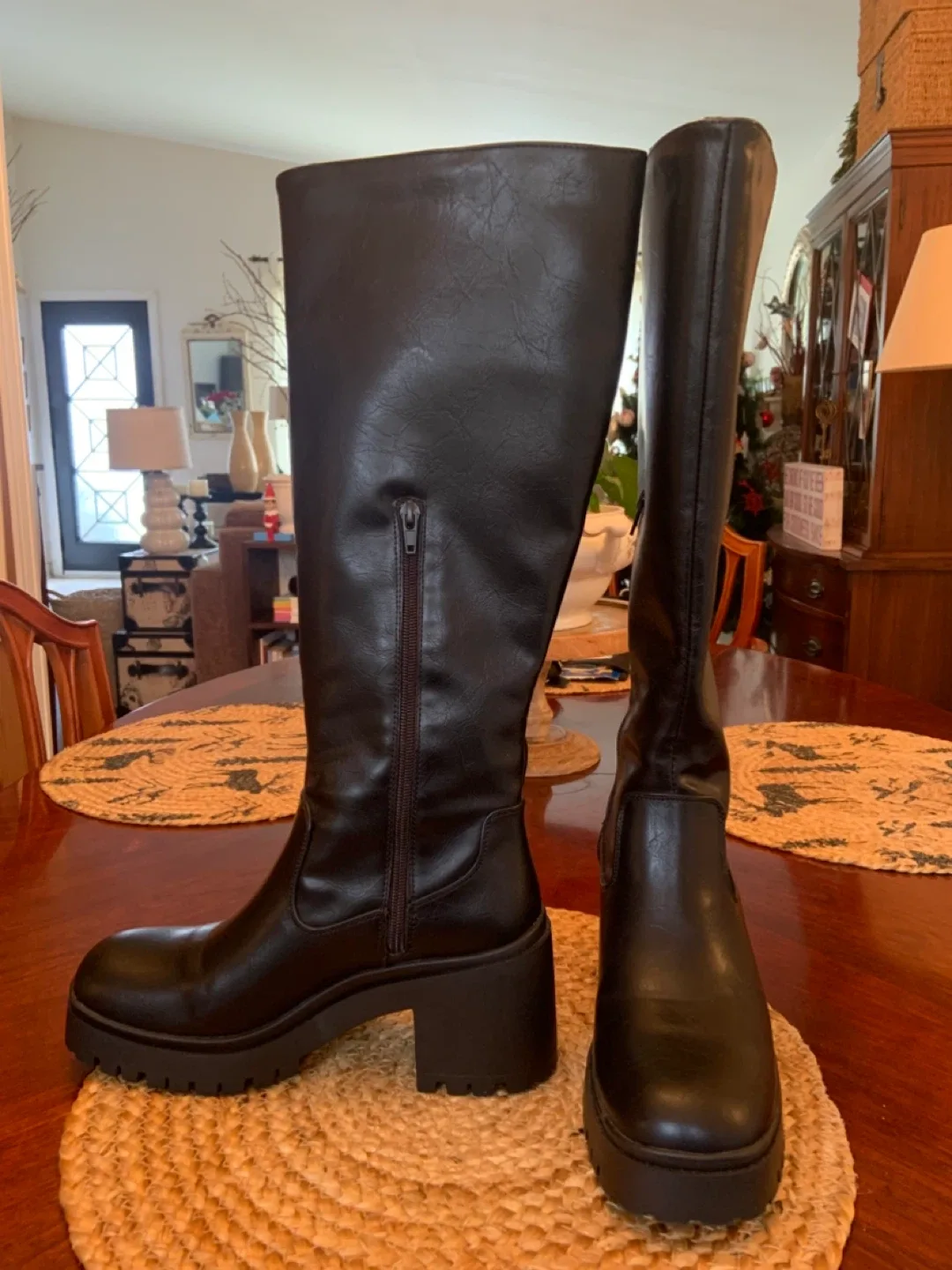 STEVE MADDEN Black Knee High Platform Boots image indicator(4)