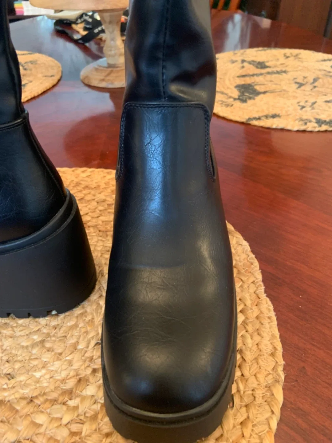 STEVE MADDEN Black Knee High Platform Boots image indicator(7)