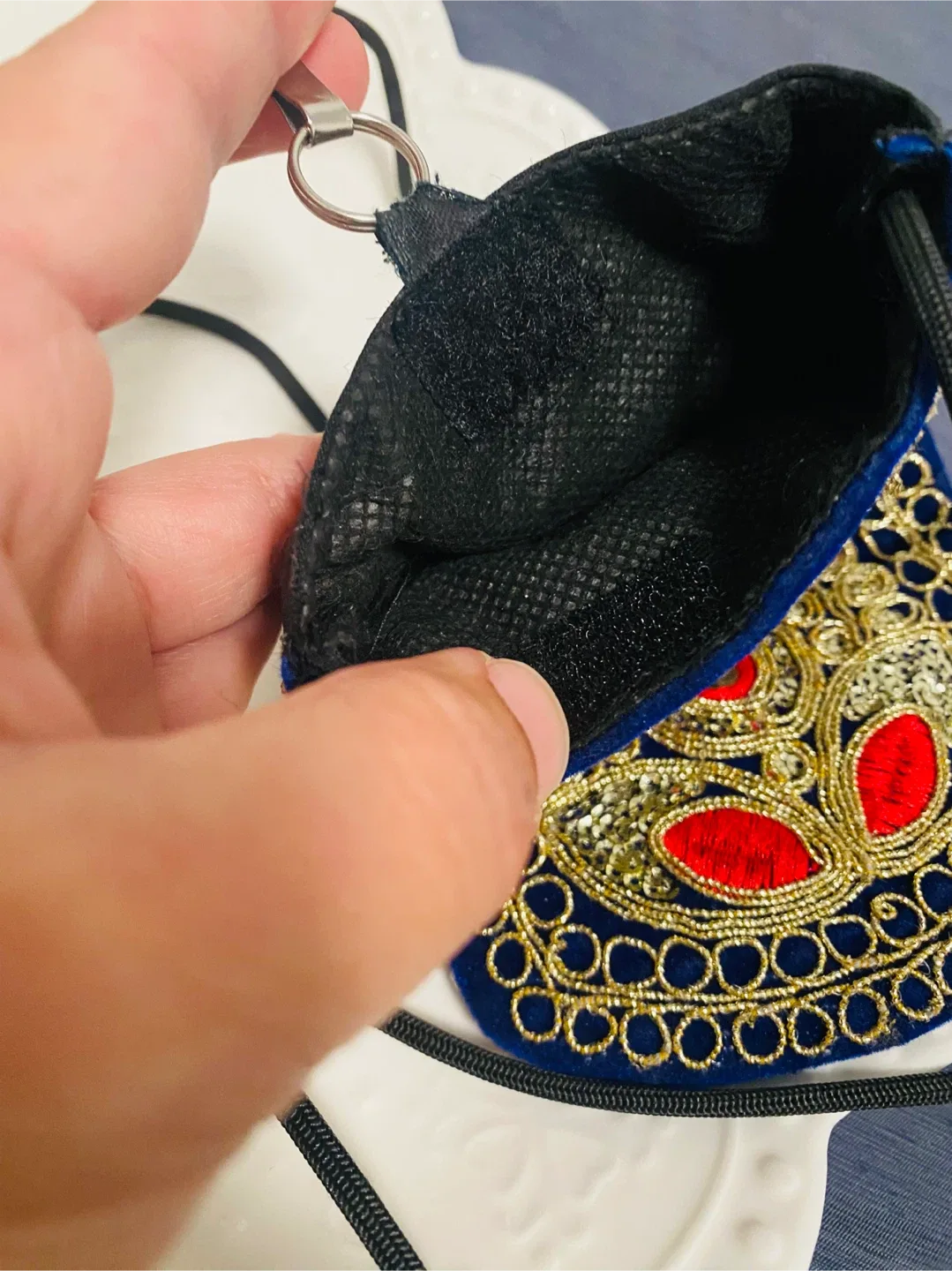 Navy Blue Embroidered Crossbody Bag image indicator(5)