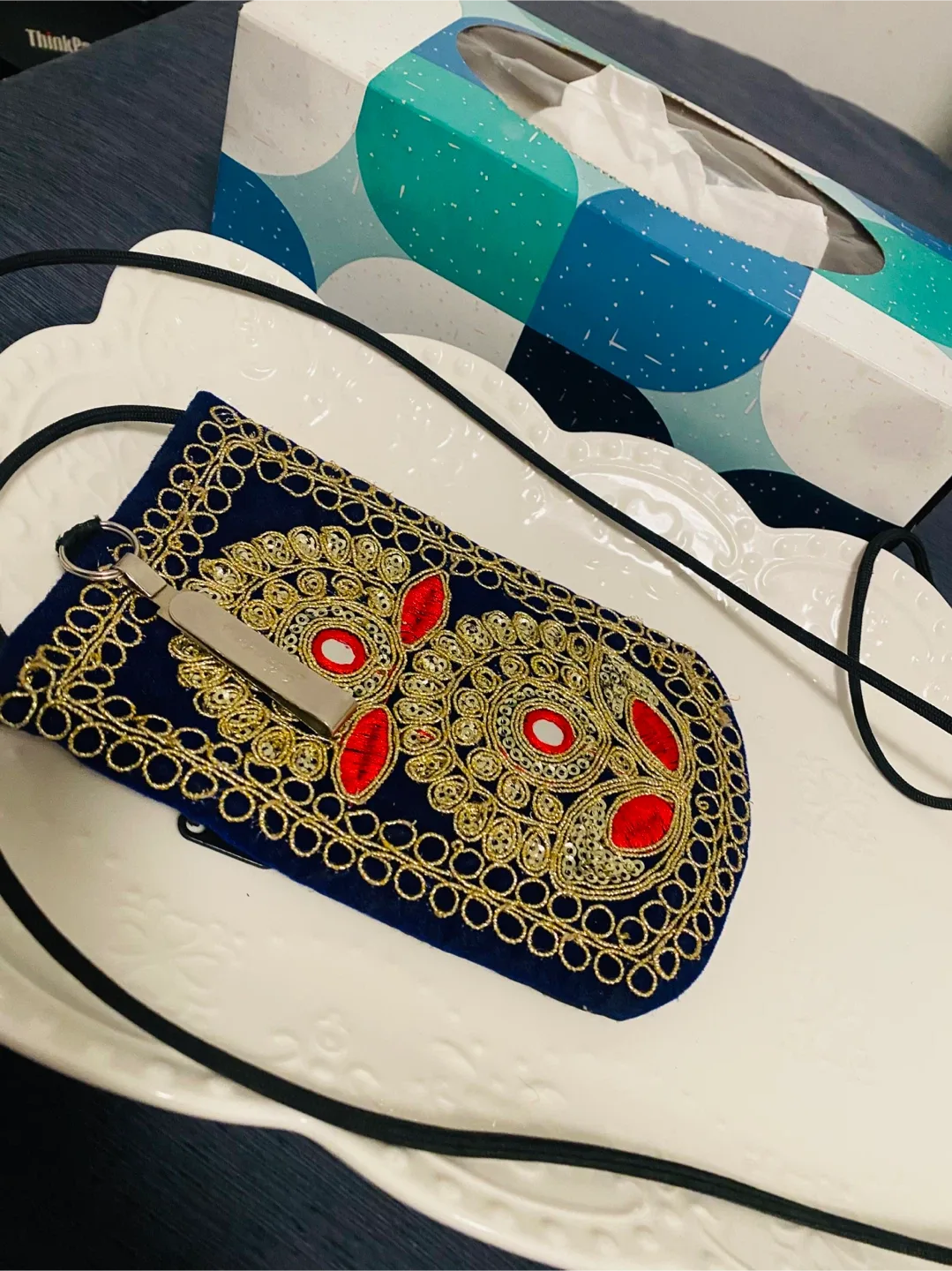 Navy Blue Embroidered Crossbody Bag image indicator(7)