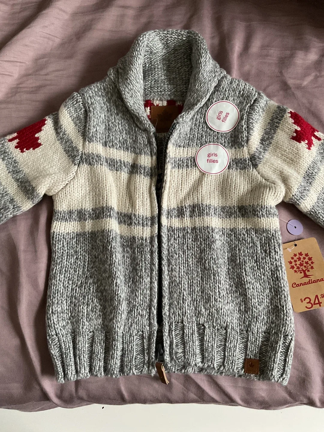 Canadiana Girls' Knit Cardigan Size 1T thumbnail