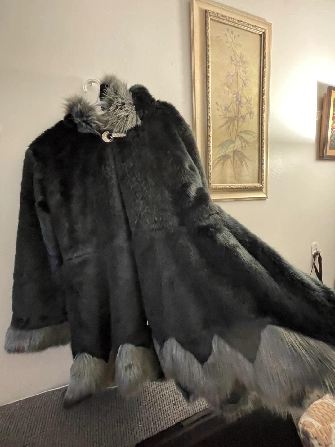 Faux Fur Coat - Black & Grey - photo 2