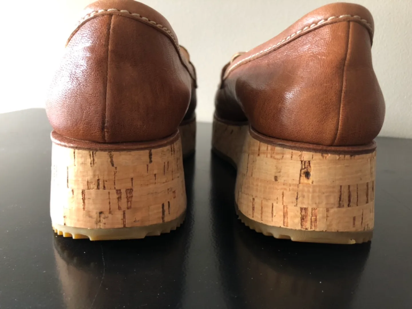 Prada Brown Leather Platform Penny Loafers image indicator(5)