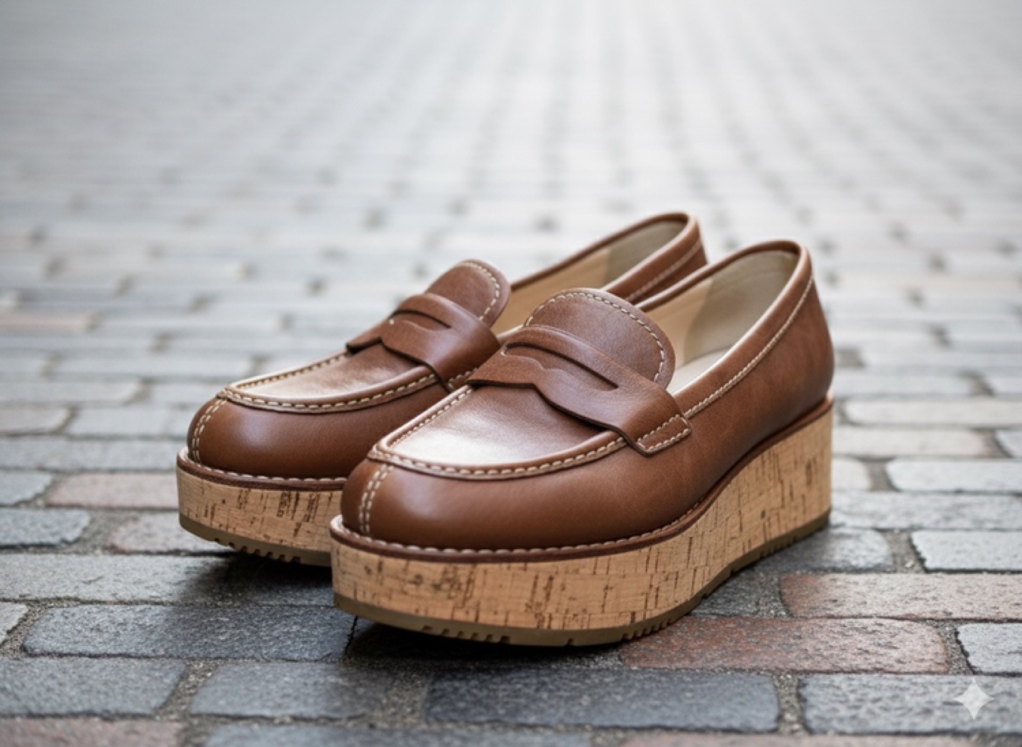 Prada Brown Leather Platform Penny Loafers