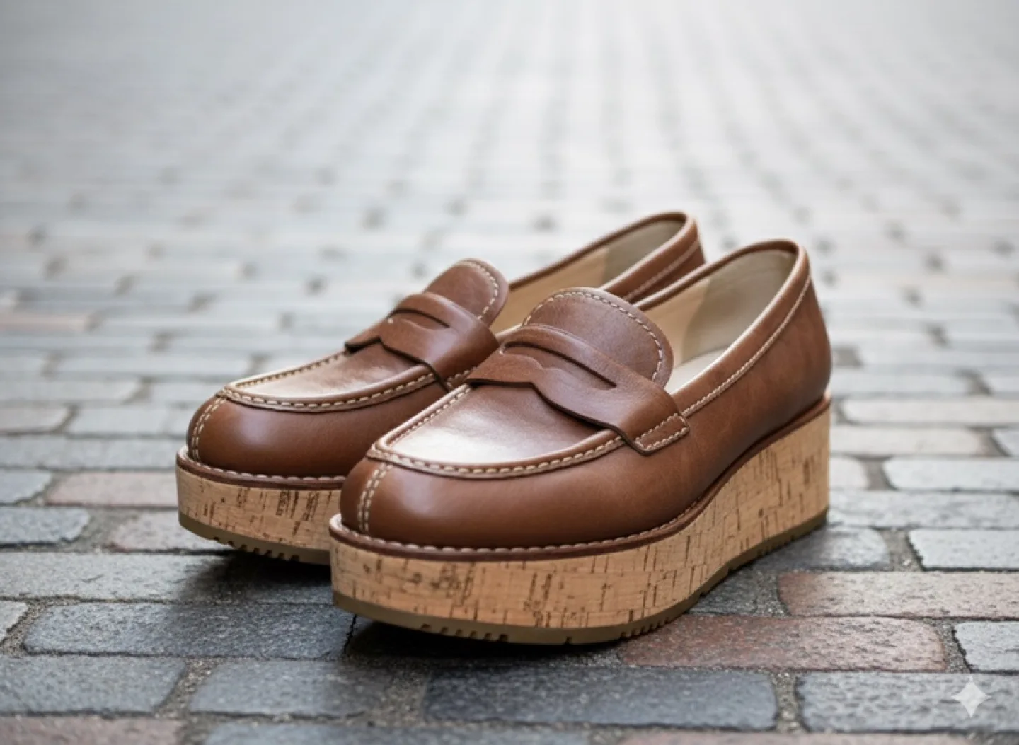 Prada Brown Leather Platform Penny Loafers thumbnail