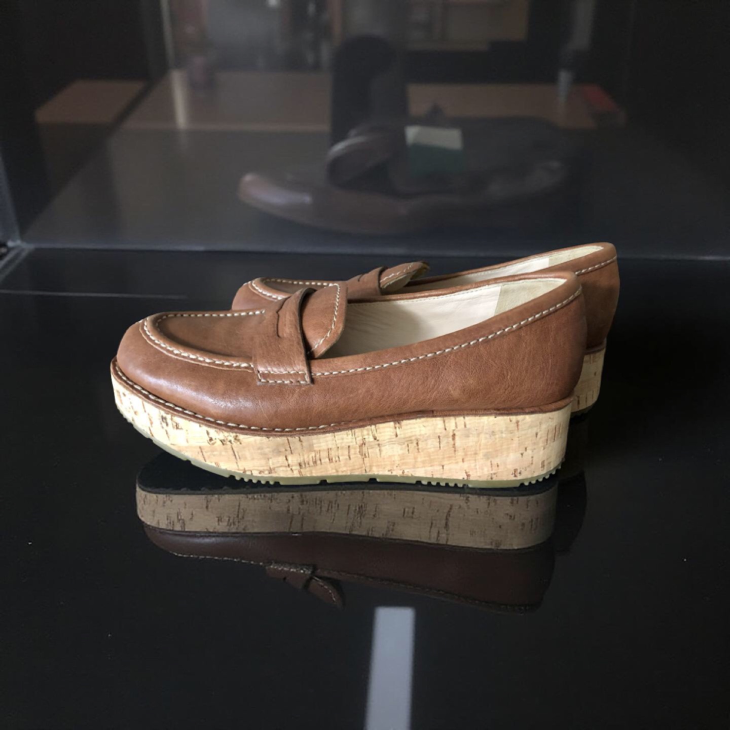 Prada Brown Leather Platform Penny Loafers - photo 3