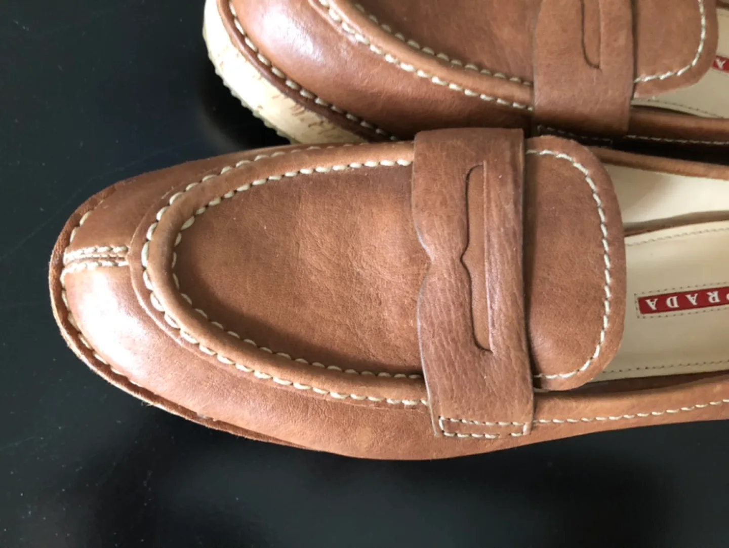 Prada Brown Leather Platform Penny Loafers image indicator(9)