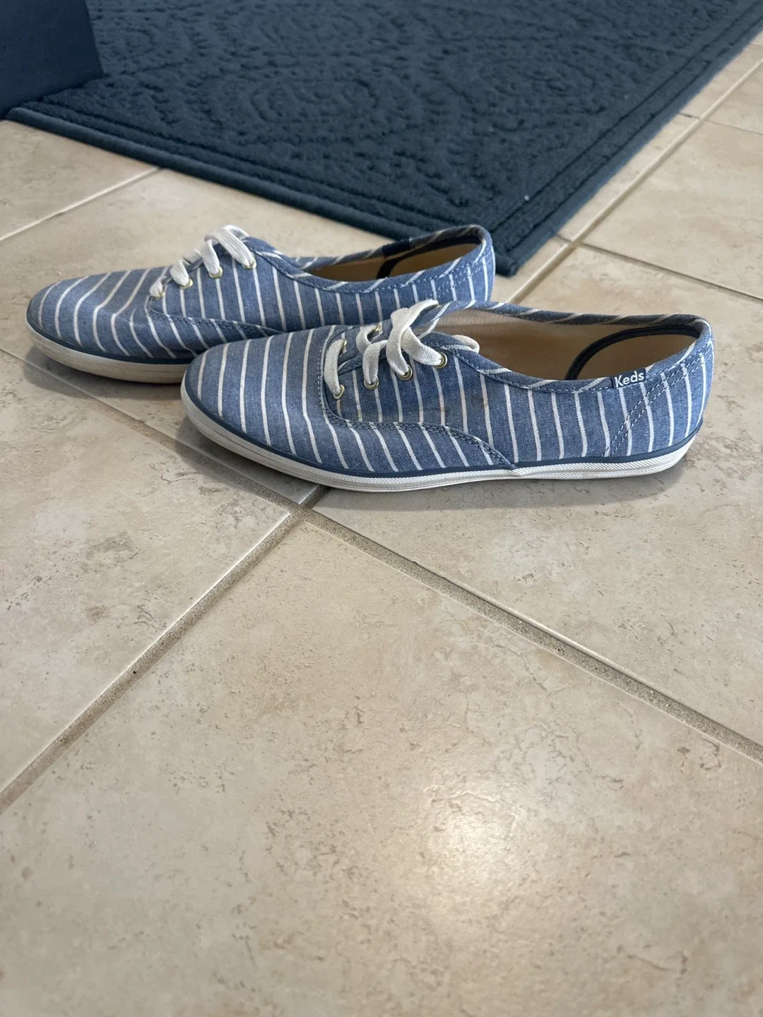 Keds Women's Blue/White Striped Sneakers image indicator(2)