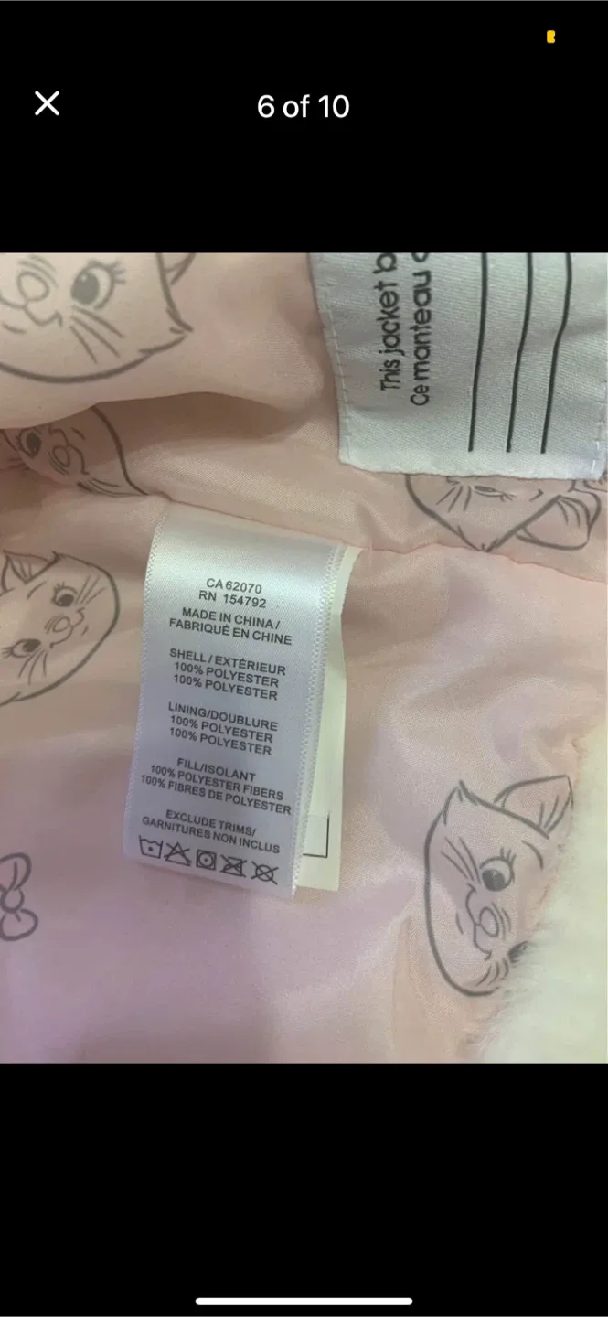 Disney Aristocats Faux Fur Coat, Size 6MT image indicator(6)