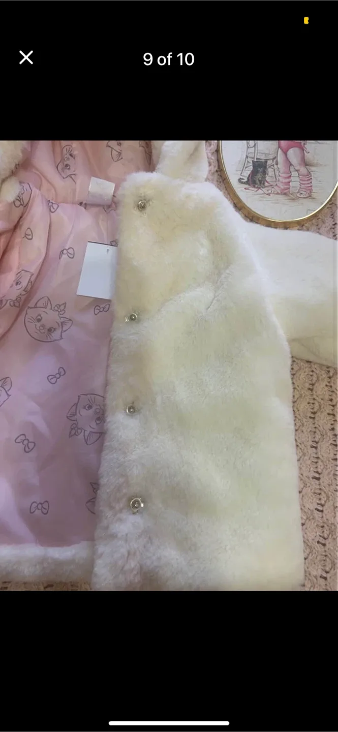 Disney Aristocats Faux Fur Coat, Size 6MT image indicator(9)