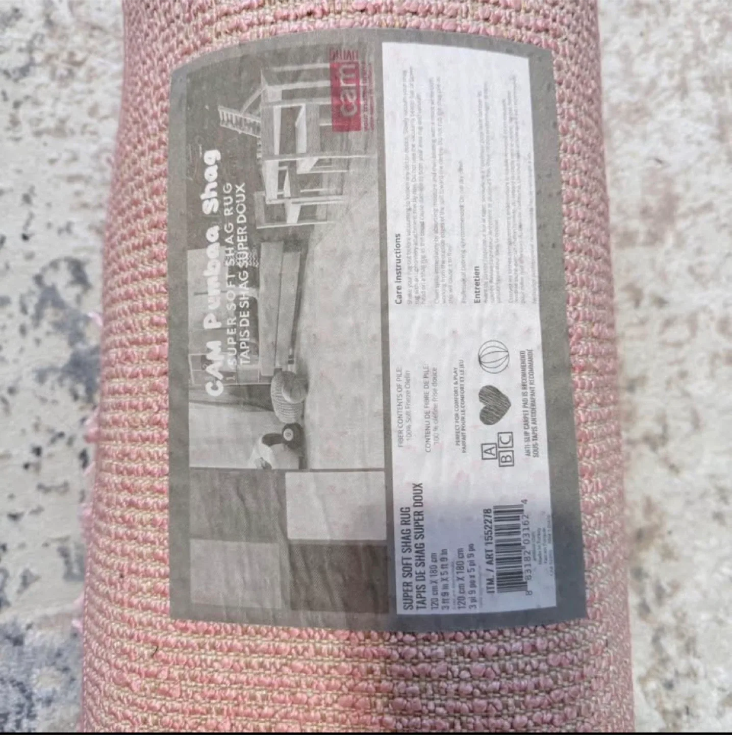 CAM Pumba Shag Rug - Super Soft Pink Area Rug image indicator(3)