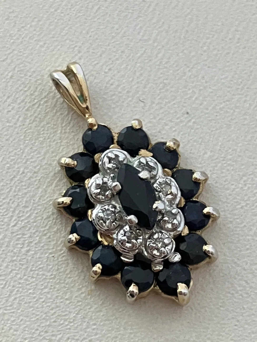 Diamonds and Sapphires 925 Sterling Silver Gold plated pendant image indicator(2)