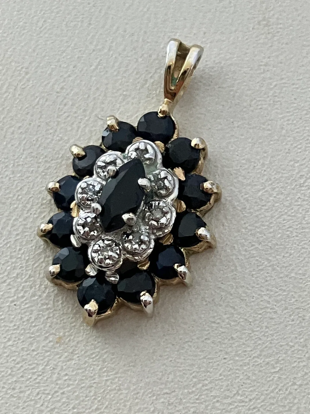 Diamonds and Sapphires 925 Sterling Silver Gold plated pendant thumbnail