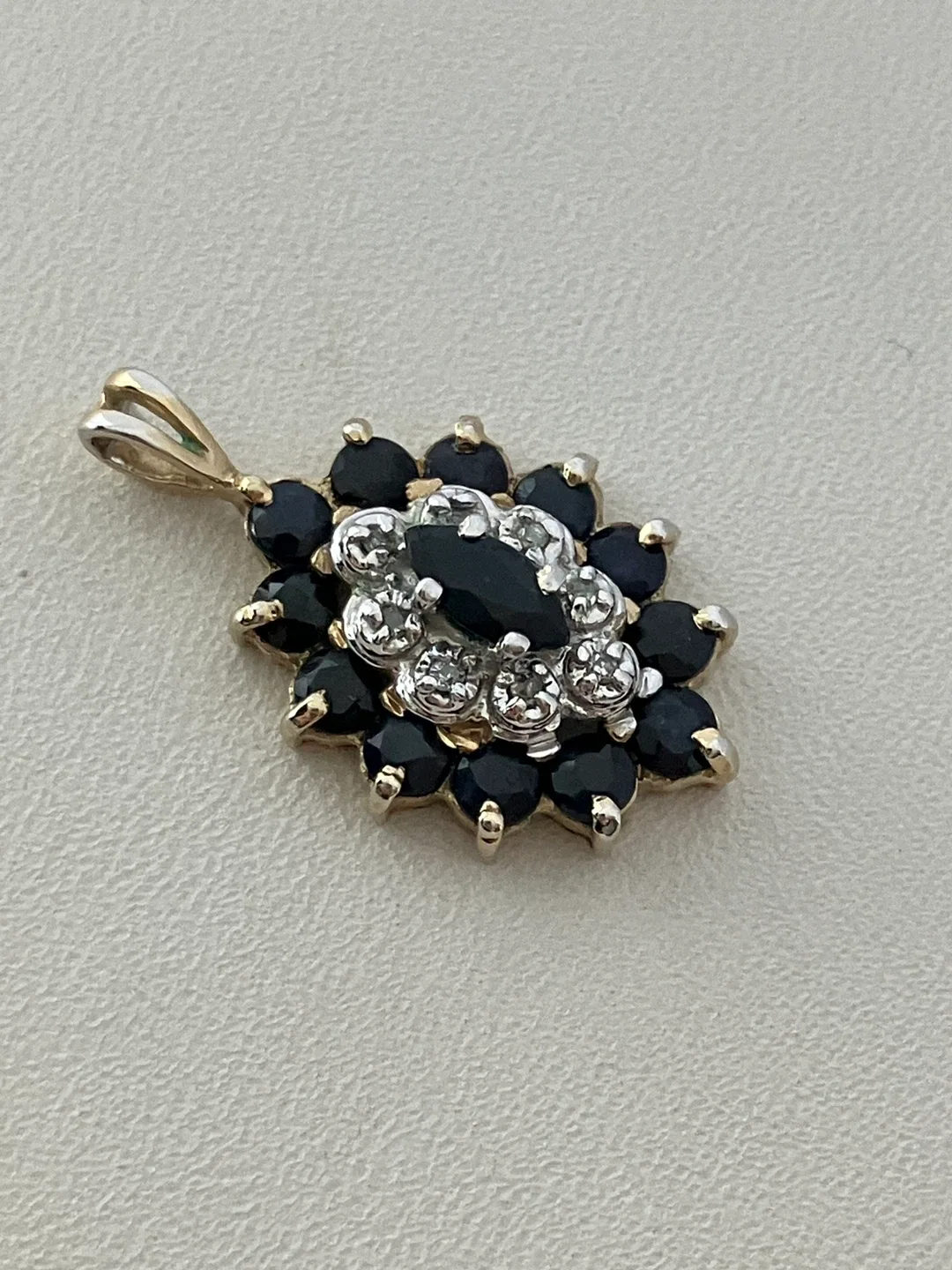 Diamonds and Sapphires 925 Sterling Silver Gold plated pendant image indicator(3)