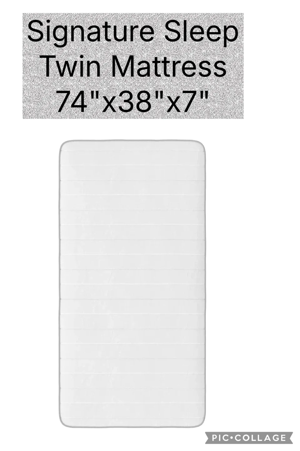 Signature Sleep Twin Mattress 74"x38"x7" + cover