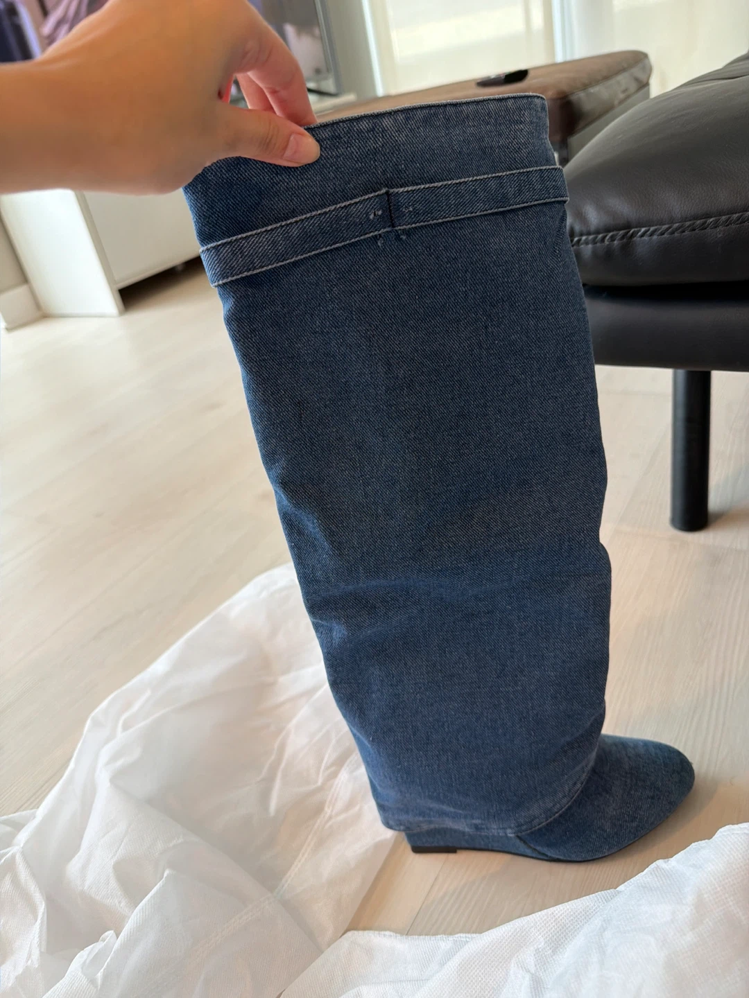 Denim Knee High Boots - photo 2