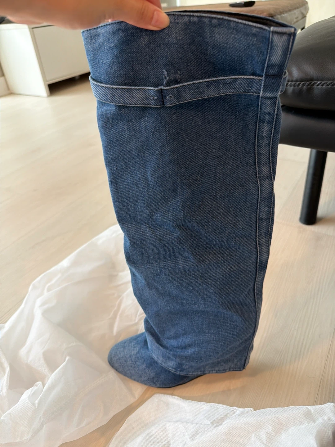 Denim Knee High Boots