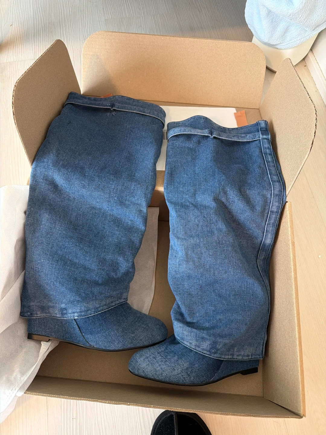 Denim Knee High Boots - photo 4