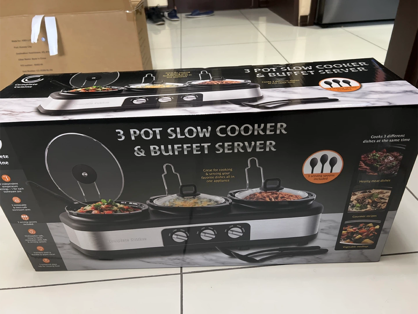 Complete Cuisine 3 Pot Slow Cooker & Buffet Server