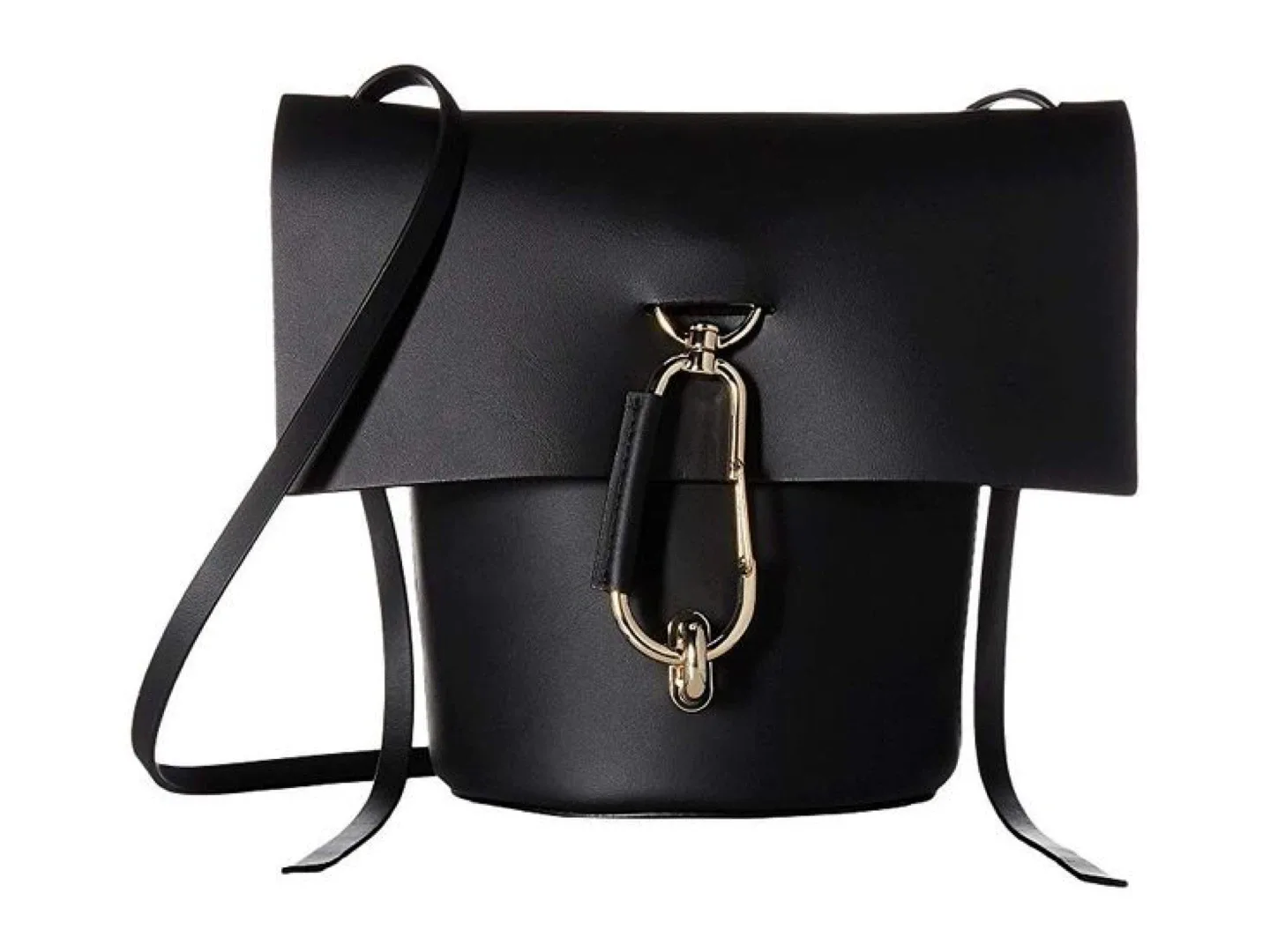 Zac Posen Black Medium Belay Leather Crossbody Bucket Bag