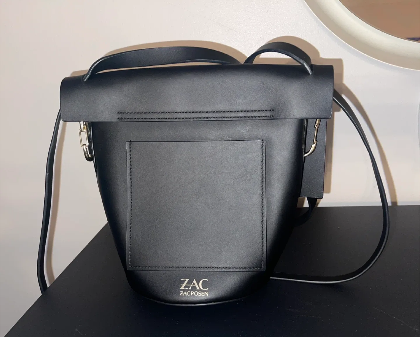 Zac Posen Black Medium Belay Leather Crossbody Bucket Bag image indicator(6)