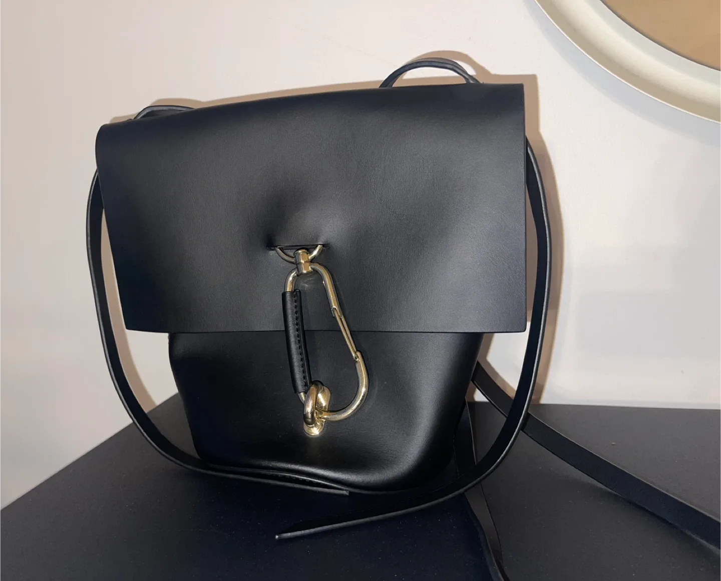 Zac Posen Black Medium Belay Leather Crossbody Bucket Bag image indicator(5)