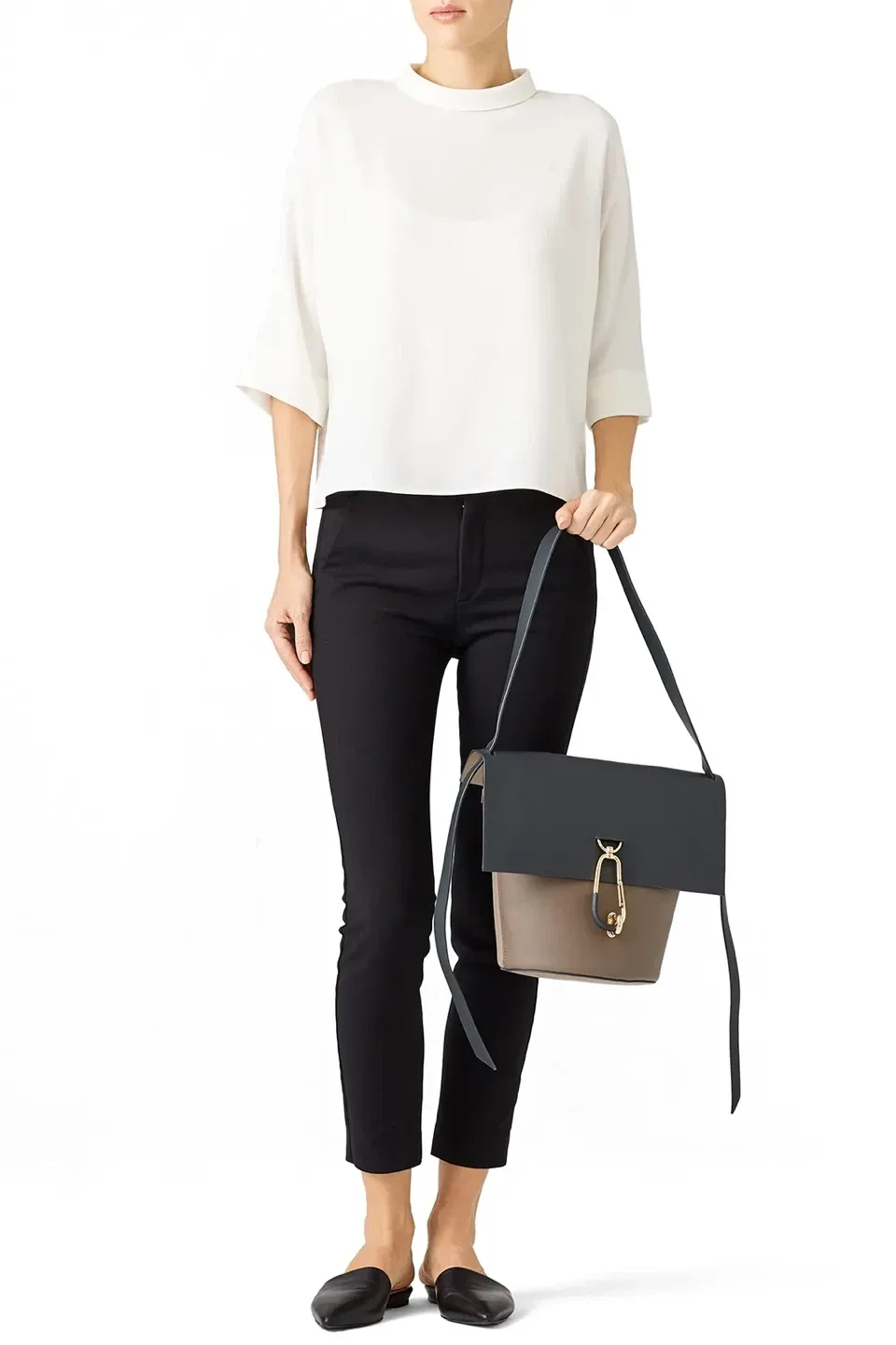 Zac Posen Black Medium Belay Leather Crossbody Bucket Bag image indicator(9)