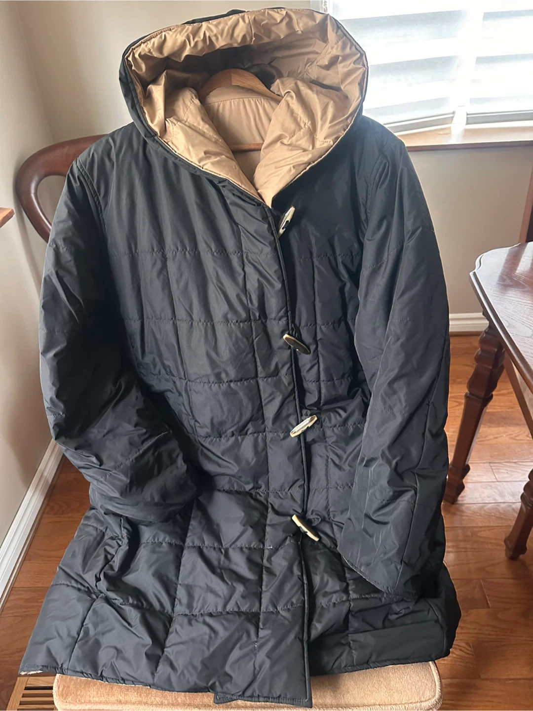Reversible Puffer Coat - gold/beige & Black