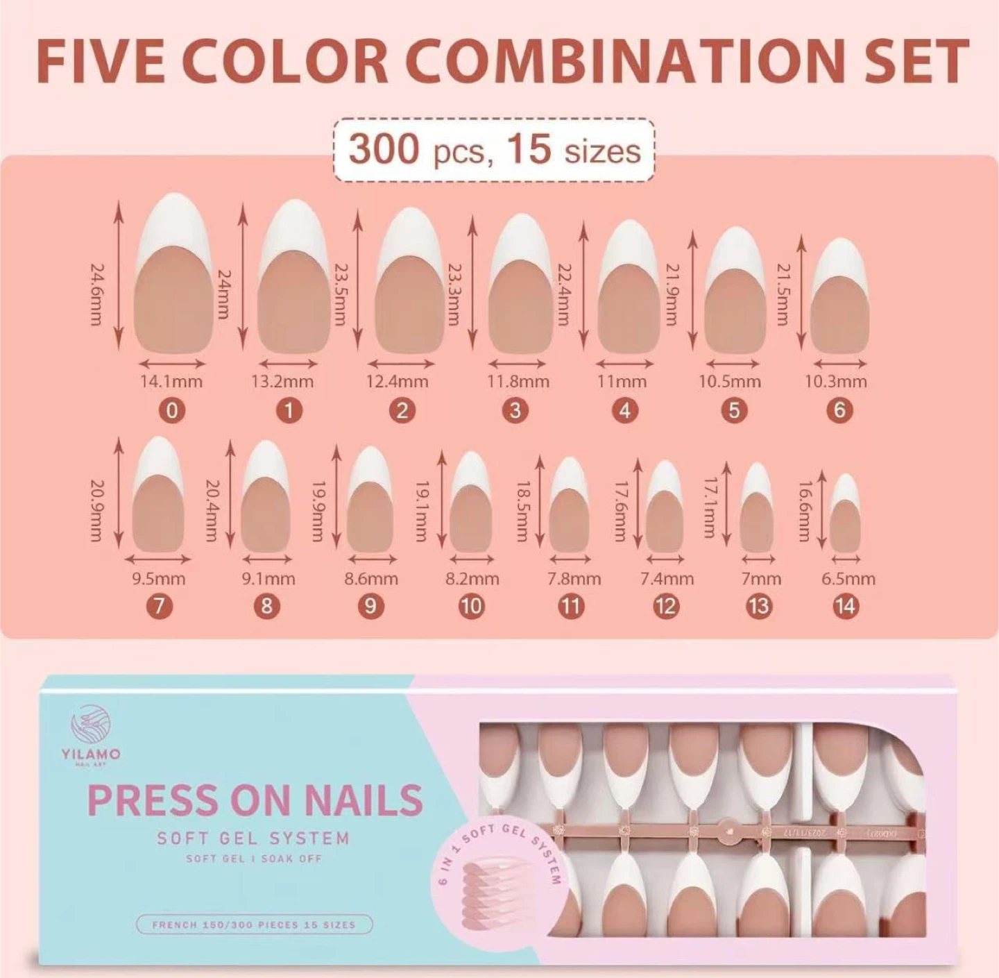 Press On Nails - 300 pcs, 15 sizes - photo 5