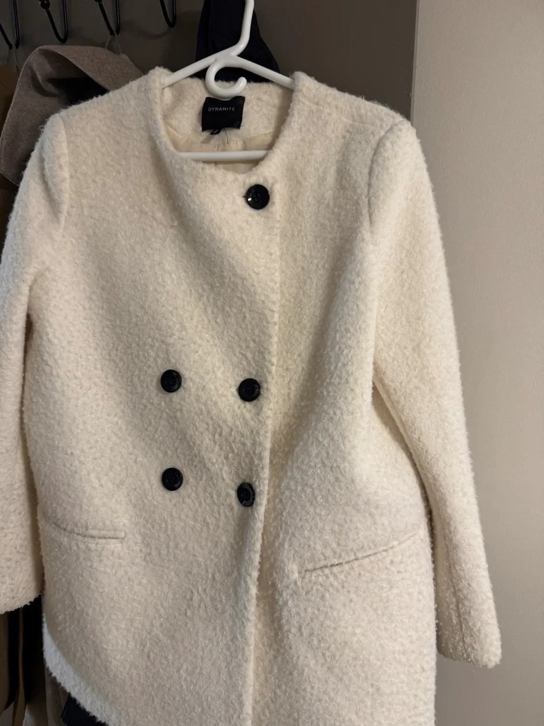 Dynamite Cream Boucle Coat - Size M