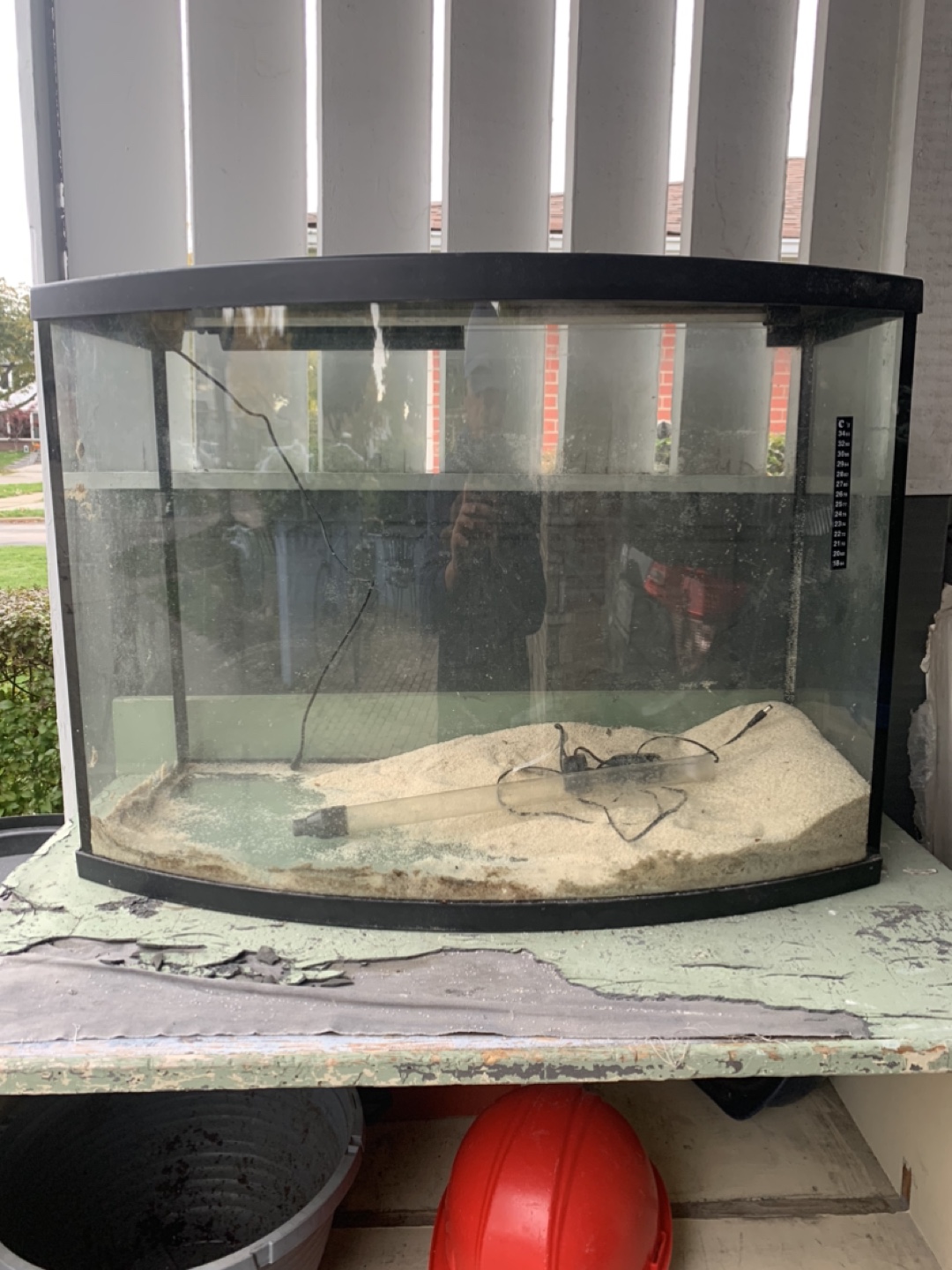 36 gallon bow shape fish tank with lid and light.