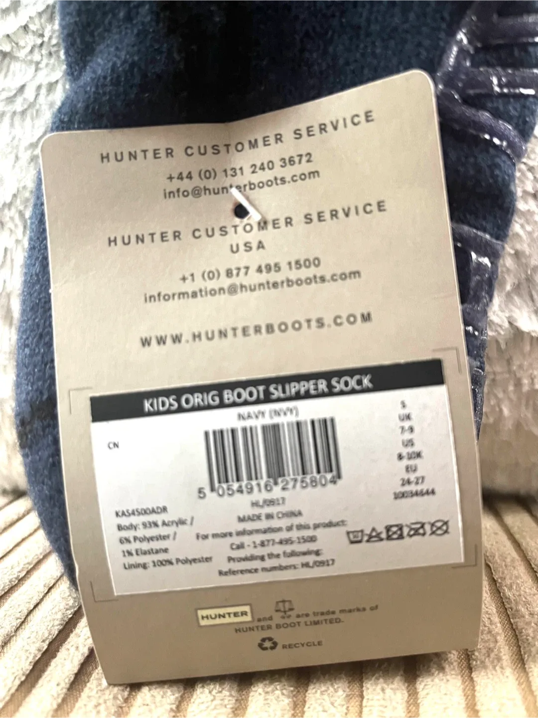 Hunter Kids Orig Boot Slipper Socks - Navy, Size 7-9 image indicator(2)
