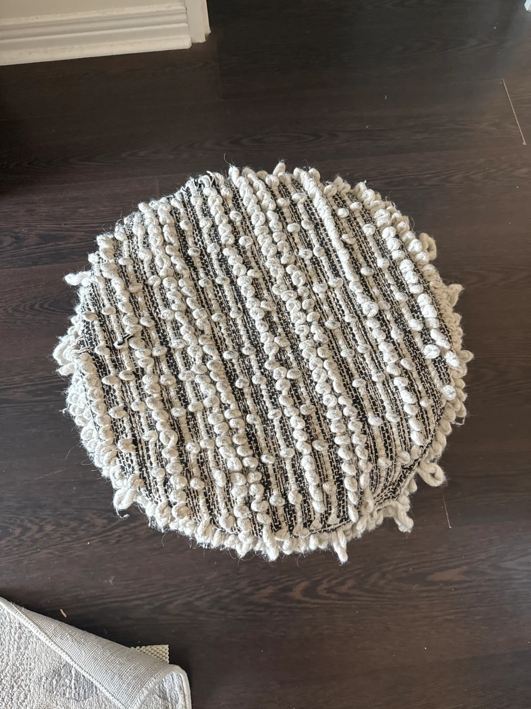 Tassel Pouf Ottoman - Black & White - photo 2
