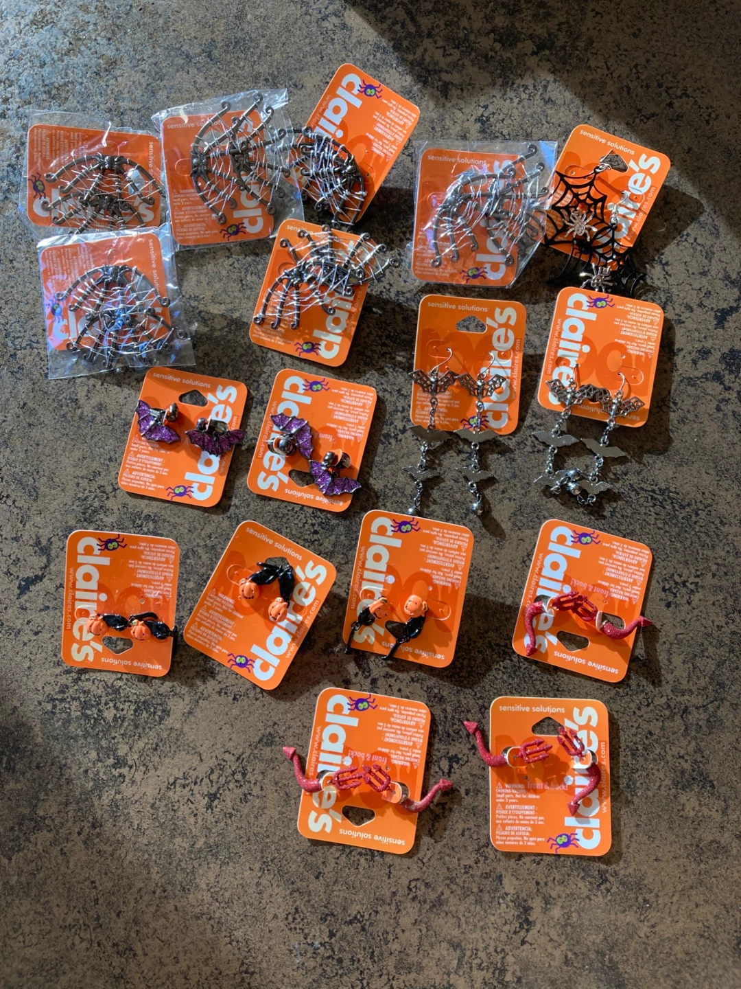 17 sets of Claire's Halloween Earrings - New!