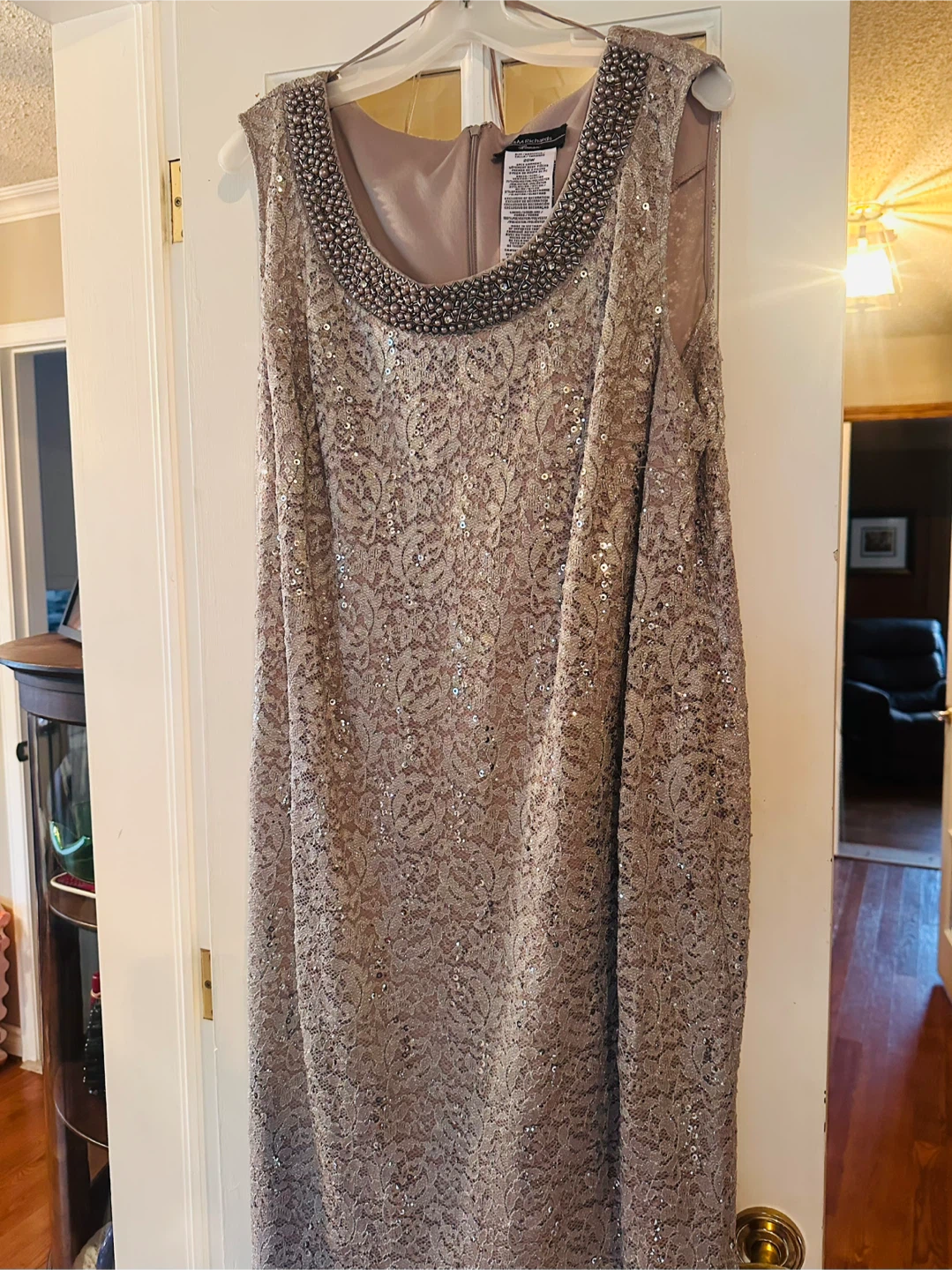 Sequin Sleeveless Silver Lace Dress with Jacket - photo 2