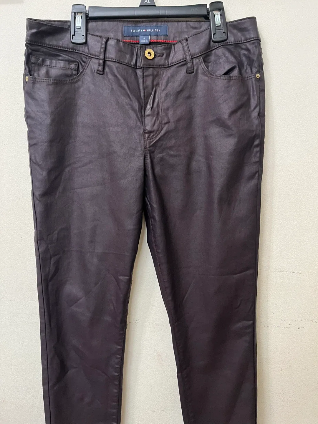 Tommy Hilfiger Brown Faux Leather Pants - Size 8 image indicator(2)